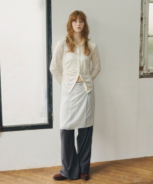 GIUNON ブラウス シャツ stretch shaggy shirts / ストレッチ