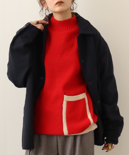 ニット セーター a.n.l 鹿の子編み配色ニット レディース ニット セーター a.n.l 鹿の子編み配色ニット レディース