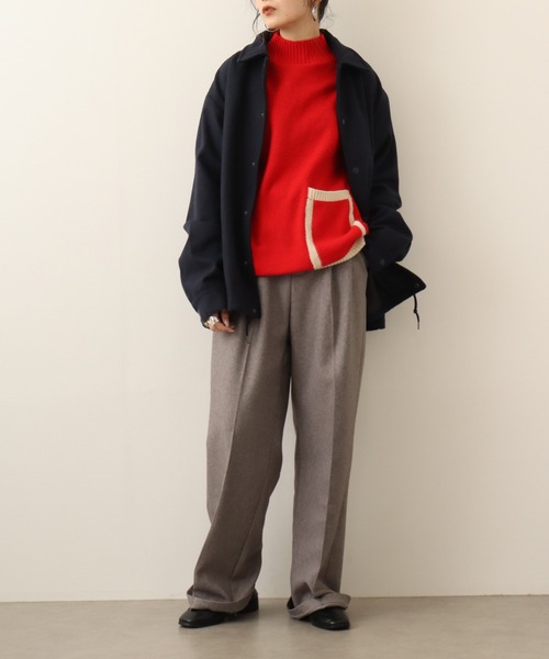 ニット セーター a.n.l 鹿の子編み配色ニット レディース