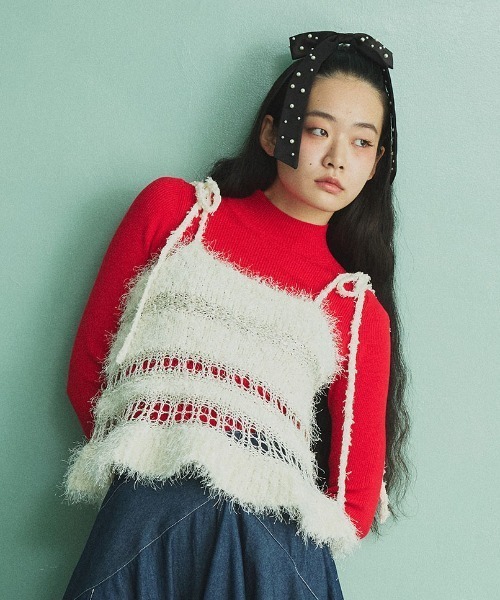 ニット フリンジフリルニットキャミトップス レディース : 80005981  