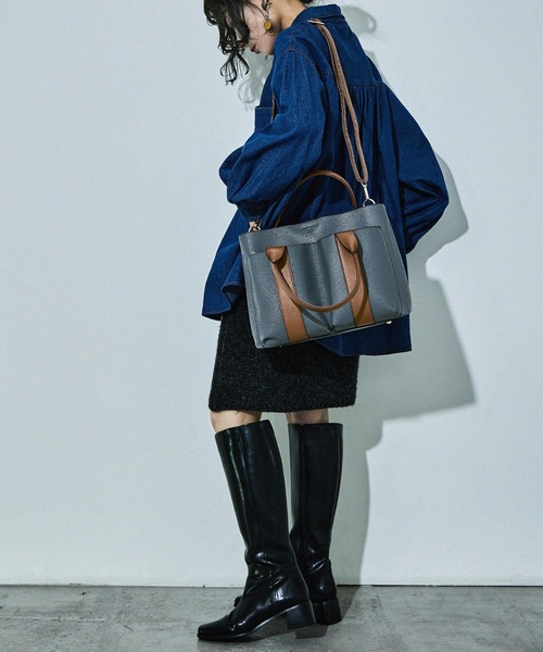 専用【Dakota】/2way/レザーキャンバス/ケリー/トートバッグ D.KELLY（ディーケリー） トートバッグ モダンバイカラーアウト