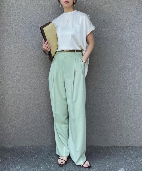 Emma Taylor ブラウス シャツ ストレッチサテンTブラウス