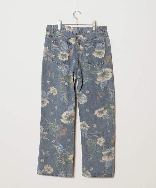 Theater code ジーンズ flower design wide denim pants