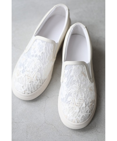 chay collection 花飾り スリッポン シルバー　DIANA ダイアナchay コラボフラワーモチーフスリッポン24cm シルバー