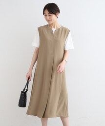 (未使用級) インディヴィ【洗える／UVケア／吸水速乾サロペット　Мサイズ INDIVI サロペット オーバーオール 「洗える／UVケア／吸水速乾