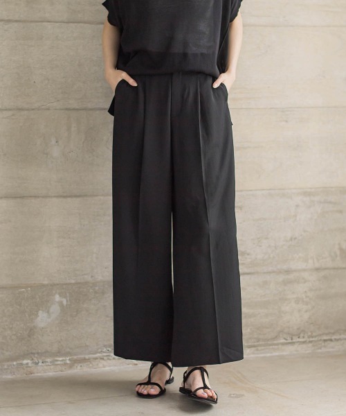 la.f（ラ・エフ） スラックス パンツ KIRERIストレッチワイドパンツ