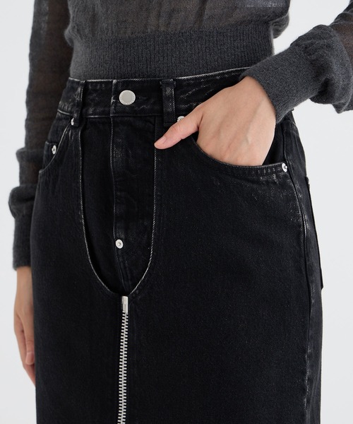 john デニム　スカート　パンツ レディース】Heavy Washed Denim Flared Skirt Jeans | GANNI