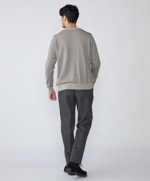 ニット SHIPS: 16ゲージ バーズアイ クルーネック ニット メンズ 【graphite】