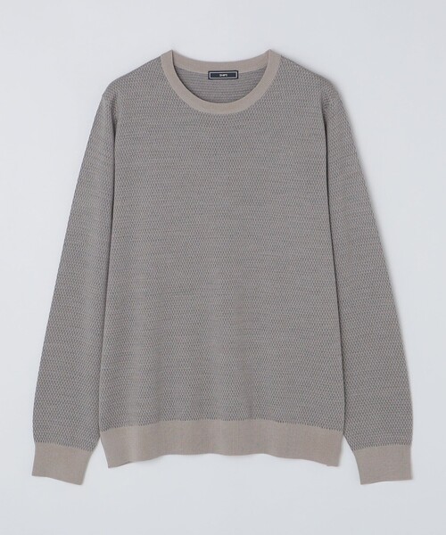 ニット SHIPS: 16ゲージ バーズアイ クルーネック ニット メンズ 【graphite】