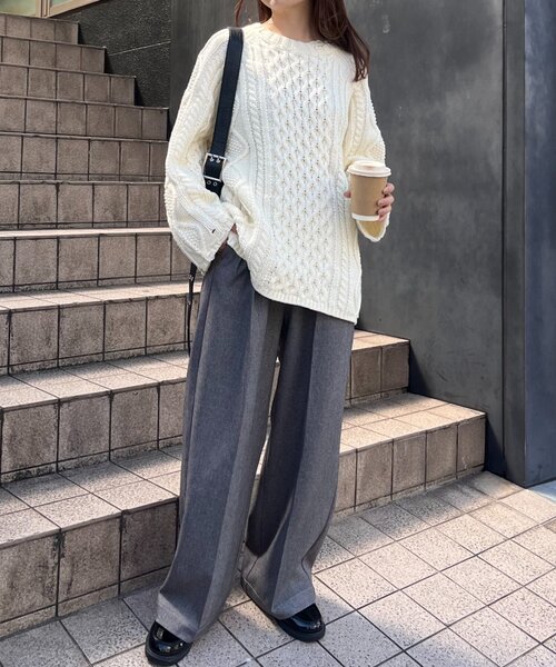 ニット セーター 「WILLOW」アラン編みオーバーニット レディース WILLOW】アラン編みオーバーニット（ニット/セーター）｜WILLOW