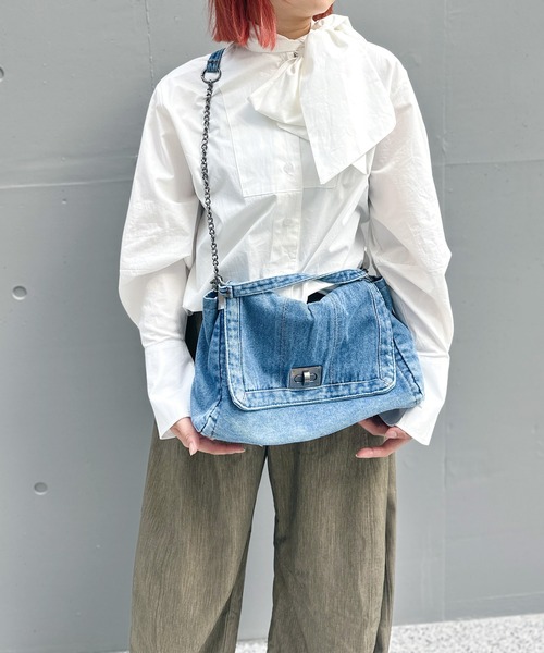 GENTLEWOMAN ショルダーバッグ デニム素材 w.r.k ショルダーバッグ バッグ チェーンデニム2wayショルダー