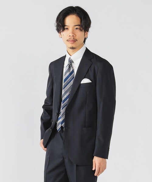 BEAMS ブラック スーツセット 春夏用　メンズL 新品未使用　値下げ スーツ 2つボタン【WEB限定】4WAYストレッチ ストライプ