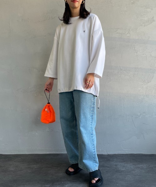 ユニバーサルオーバーオール 別注 7分袖 ドローコード付きポンチTシャツ UNIVERSAL OVERALL/ユニバーサルオーバーオール] 別注 7分袖