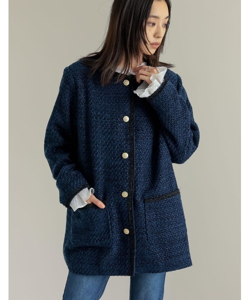 極美品✨IENA LA BOUCLE ツイードノーカラージャケット オケージョン セール】ツイードノーカラージャケット（ai select）/ ツイード