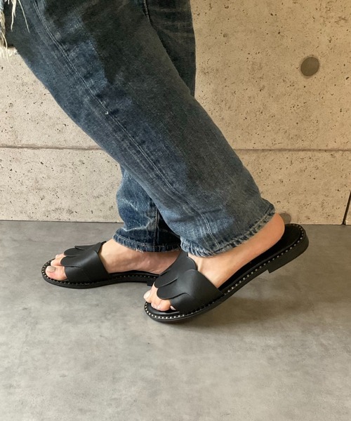 ベェルちゃん 専用ページ★フラットサンダル 37サイズ ALL BLACK サンダル フラットサンダル レディース : ZOZOTOWN