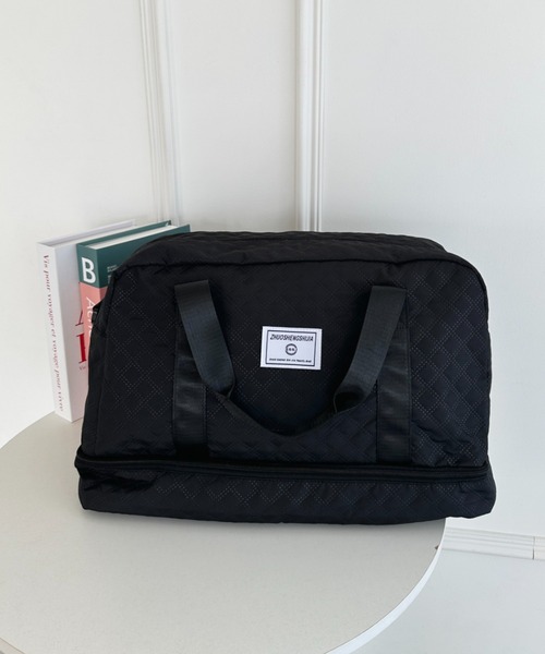 美品❇️AMAIL キルティング ボストンバッグ ブラック 黒 旅行バッグ ボストンバッグ 大容量 キルティング軽量トラベルボストンバッグ