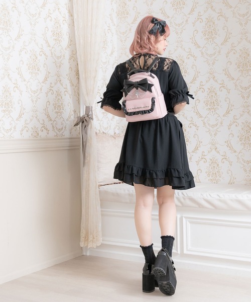 DearMyLove デイバック リュック リボンチェーンフリルハートスタッズ