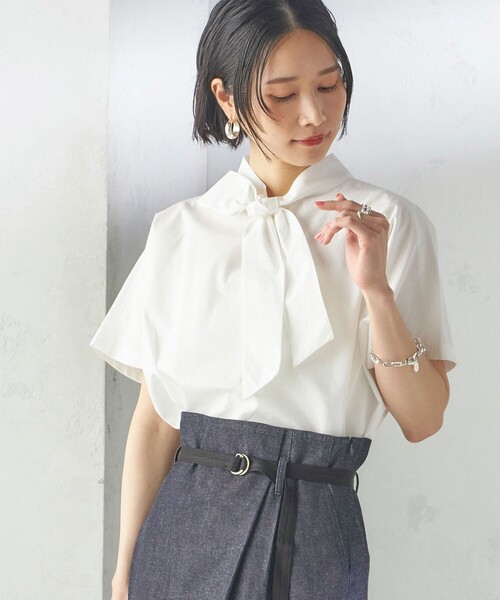 ブラウス シャツ 「SHIPS別注」Nell:「手洗い可能」リボン タイ ブラウス レディース