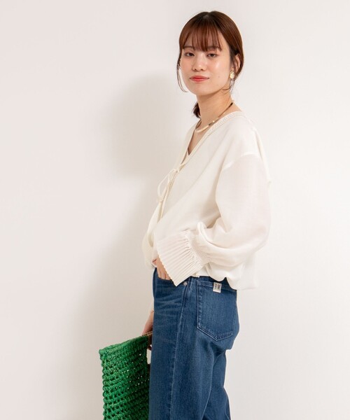 ブラウス シャツ プリーツカラー2WAYブラウス レディース Rie Miller ブラウス シャツ プリーツカラー2WAYブラウス