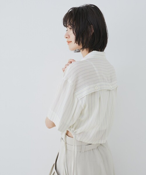 ブラウス シャツ VERANO STRIPE SHIRT レディース earth music&ecology ブラウス シャツ メッシュストライプ
