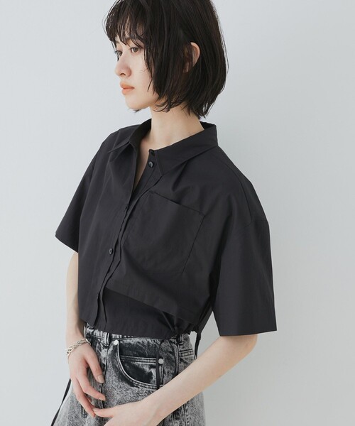 UNITED TOKYO 半袖ブラウス UNITED TOKYO ブラウス シャツ オープンヨークショートシャツ