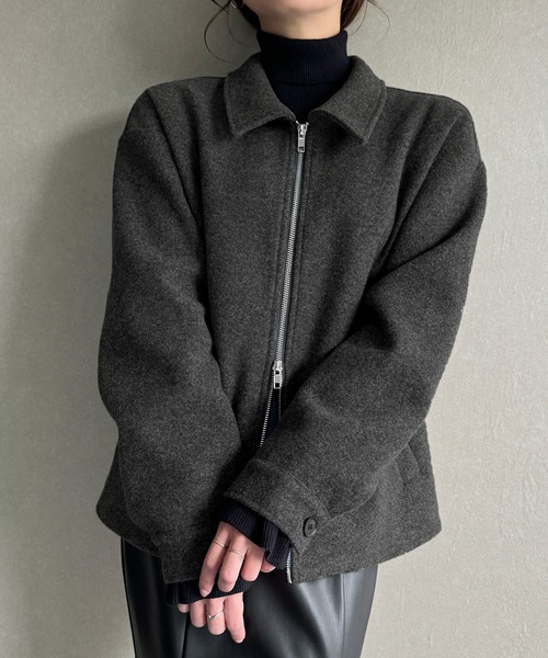 「JUNOAH」 ジップアップブルゾン LARGE ブラック レディース_画像3