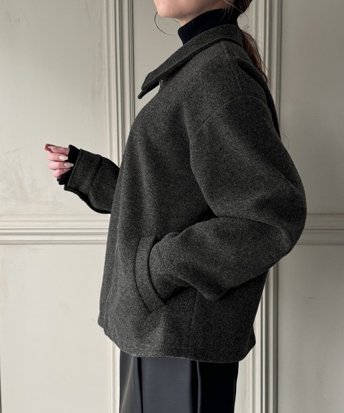 「JUNOAH」 ジップアップブルゾン LARGE ブラック レディース_画像6