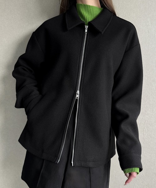 「JUNOAH」 ジップアップブルゾン LARGE ブラック レディース_画像7