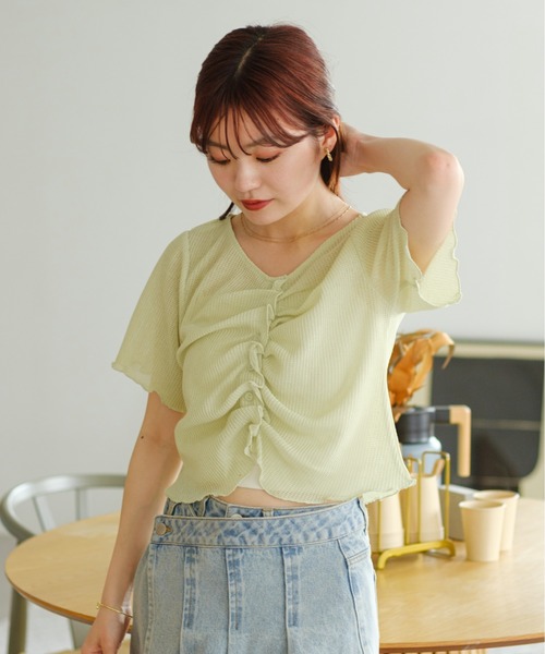 Kastane tシャツ 「4色展開/2WAY」フロントシャーリング半袖TEE