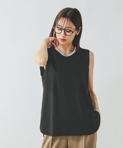 GLOBAL WORK（グローバルワーク） tシャツ 快適裾ラウンドプルオーバー