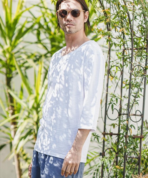「CAMBIO」 7分袖Tシャツ S ホワイト メンズ