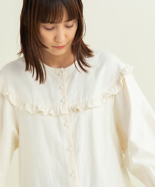 Dot＆Stripes CHILD WOMAN ブラウス シャツ ライトバックサテン フリル