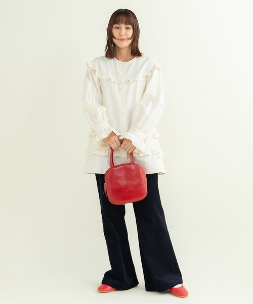 Dot＆Stripes CHILD WOMAN ブラウス シャツ ライトバックサテン フリル