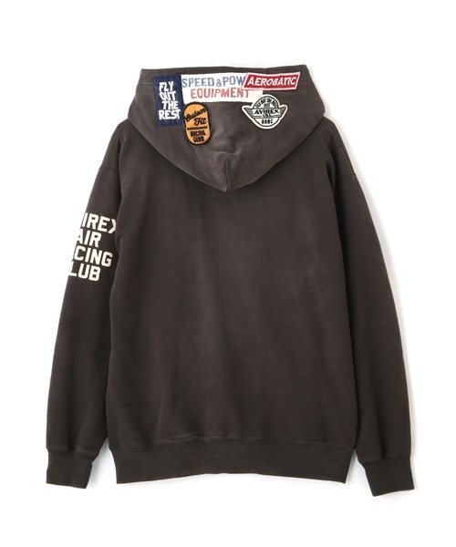 AVIREX アヴィレックス パッチド本革レザーパーカー Mサイズ AVIREX（アヴィレックス） パーカー 「A.A.R.C」PATCHED SWEAT HOODIE