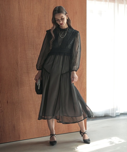 Dorry Doll（ドリードール） 7分袖ワンピース M チャコール レディース