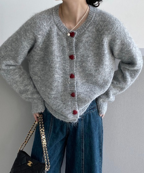 美品 Cygne シーニュ Laure ウール ハートボタン ニット カーディガン アイボリー レディース 古着 中古 USED 美品 Cygne シーニュ Laure ウール ハートボタン ニット カーディガン