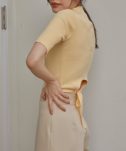 「ACYM」 半袖ニット FREE イエロー レディース_画像2