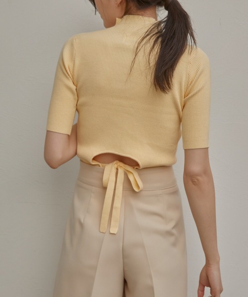 「ACYM」 半袖ニット FREE イエロー レディース_画像3