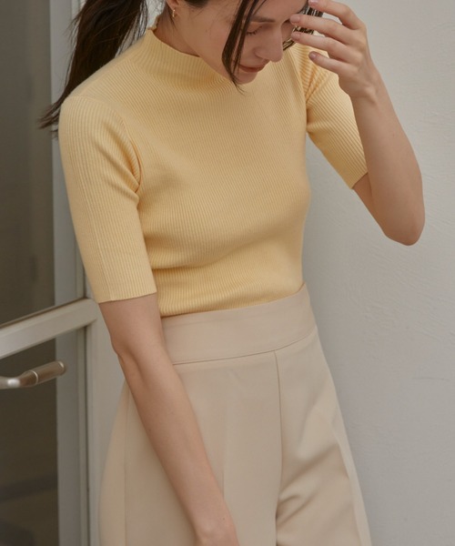 「ACYM」 半袖ニット FREE イエロー レディース_画像8