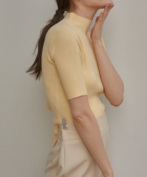 「ACYM」 半袖ニット FREE イエロー レディース_画像9