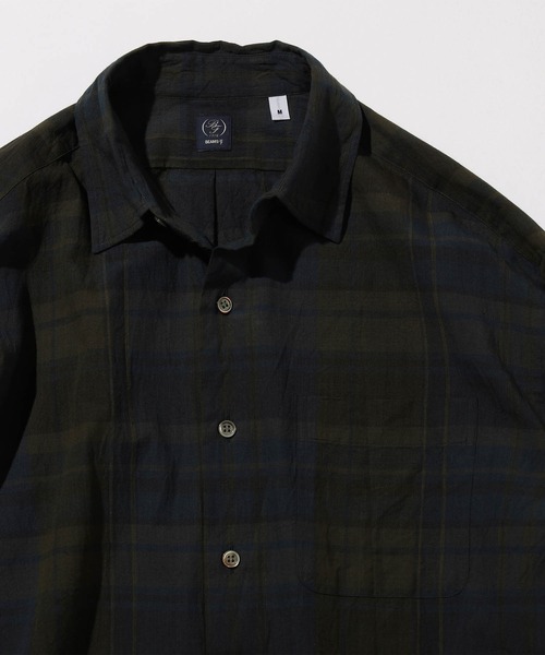 BEAMS F（ビームスF） シャツ コットン グリーン マドラスチェック