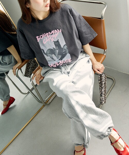 「PUBLUX」 半袖Tシャツ SMALL チャコールグレー レディース_画像2