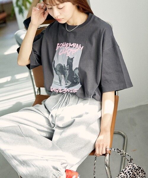「PUBLUX」 半袖Tシャツ SMALL チャコールグレー レディース_画像9