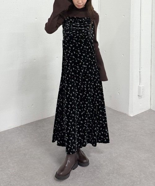 archives（アルシーヴ） ワンピース 花柄ベロアキャミワンピース