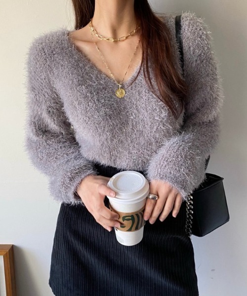 THE TOE シャギーニットトップス　Vネック THE TOE シャギーニットトップス Vネック