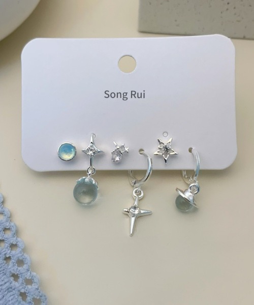 MASHIRO ピアス スター＆プラネットモチーフミックスピアス6点セット