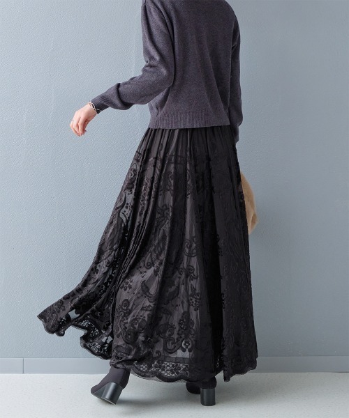 スカート シアー チュールジャガードロングスカート : ZOZOTOWN Yahoo