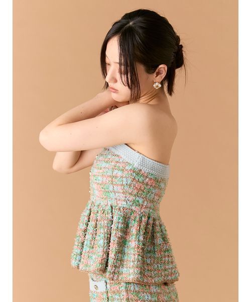 LILY BROWN（リリーブラウン） ツイードニットペプラムビスチェ