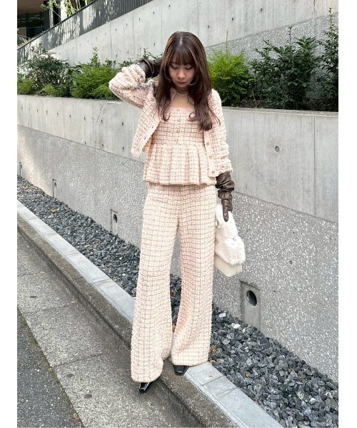 LILY BROWN（リリーブラウン） ツイードニットペプラムビスチェ