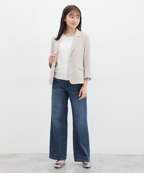 「Honeys」 テーラードジャケット M グレイッシュベージュ レディース_画像4